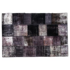 Vintage Hand Made Shaved and Wool Rug, Black
