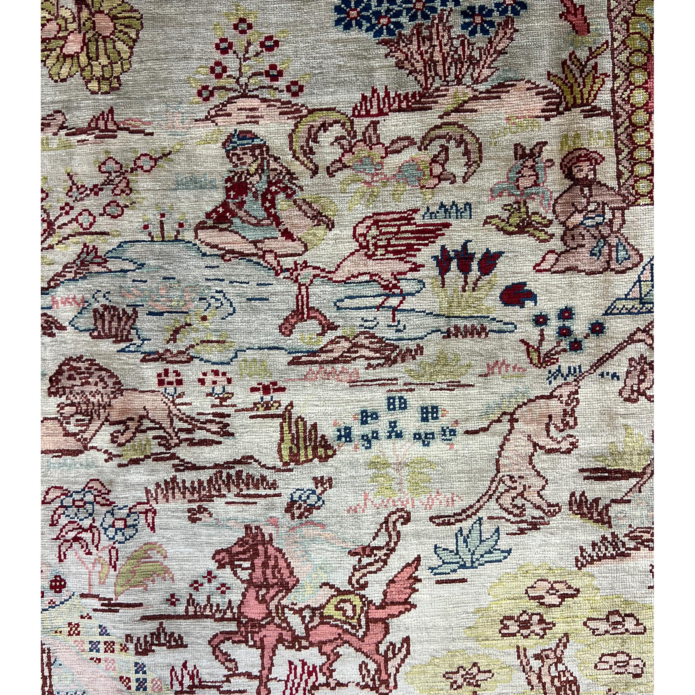 handmade Silk Hereke Rug, Turkey, 20th Century For Sale 6