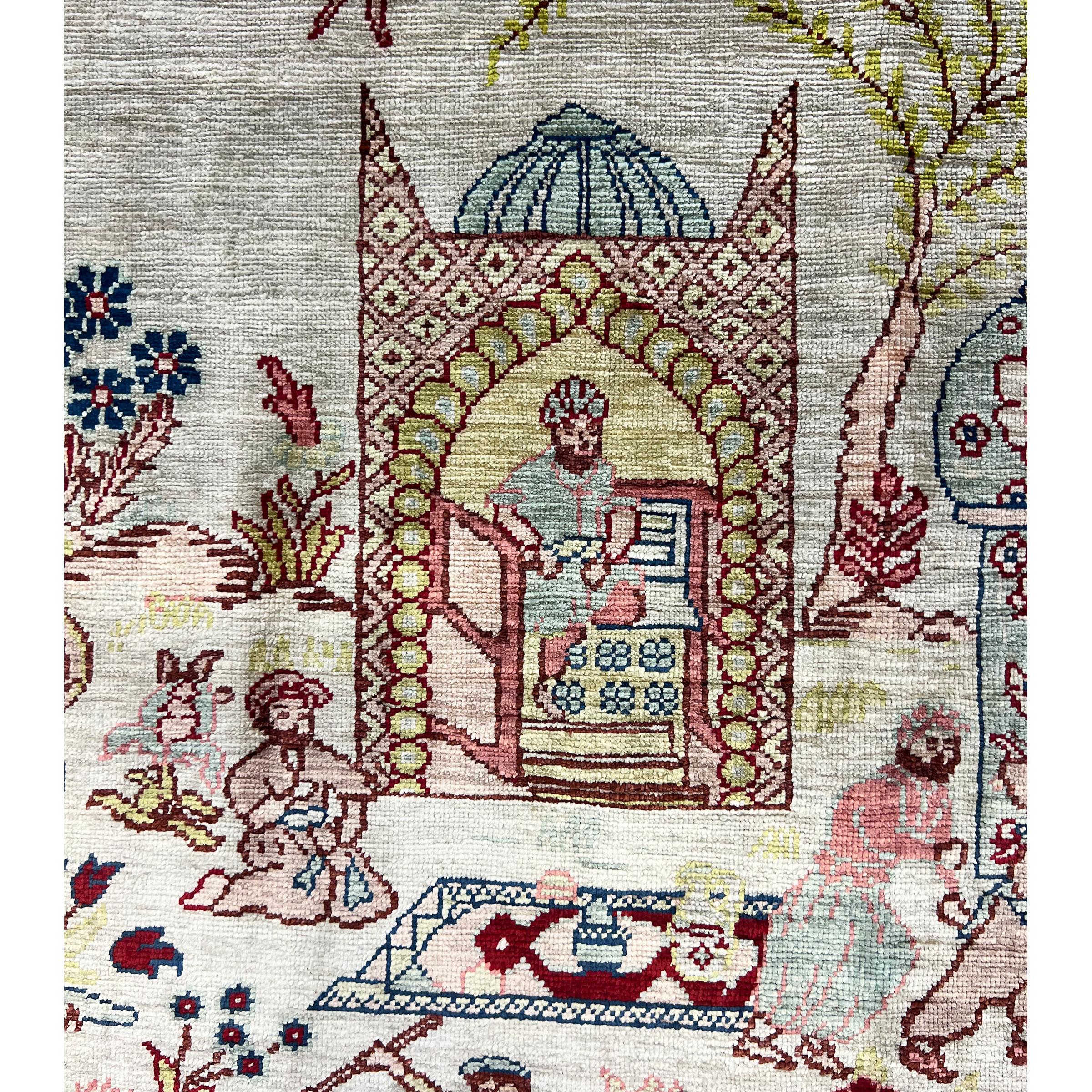 Turkish handmade Silk Hereke Rug, Turkey, 20th Century For Sale