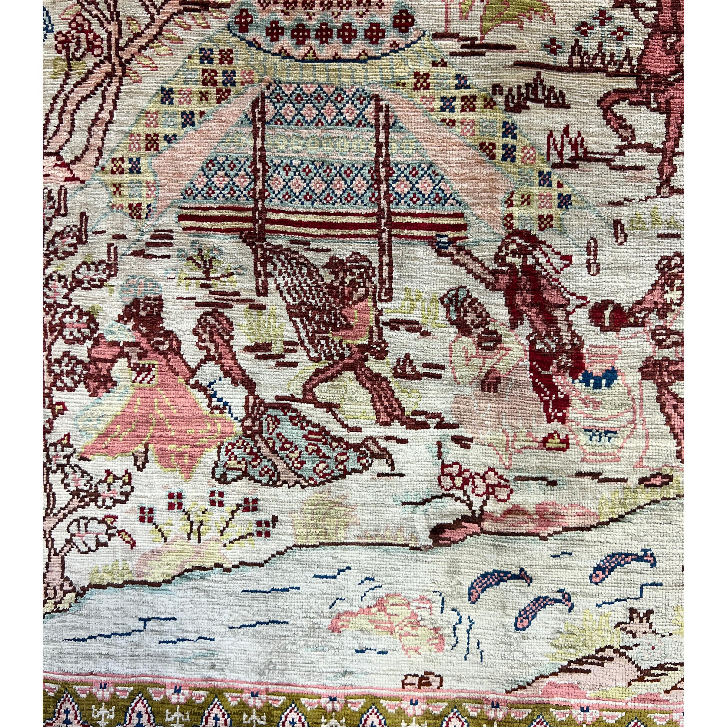 handmade Silk Hereke Rug, Turkey, 20th Century For Sale 1