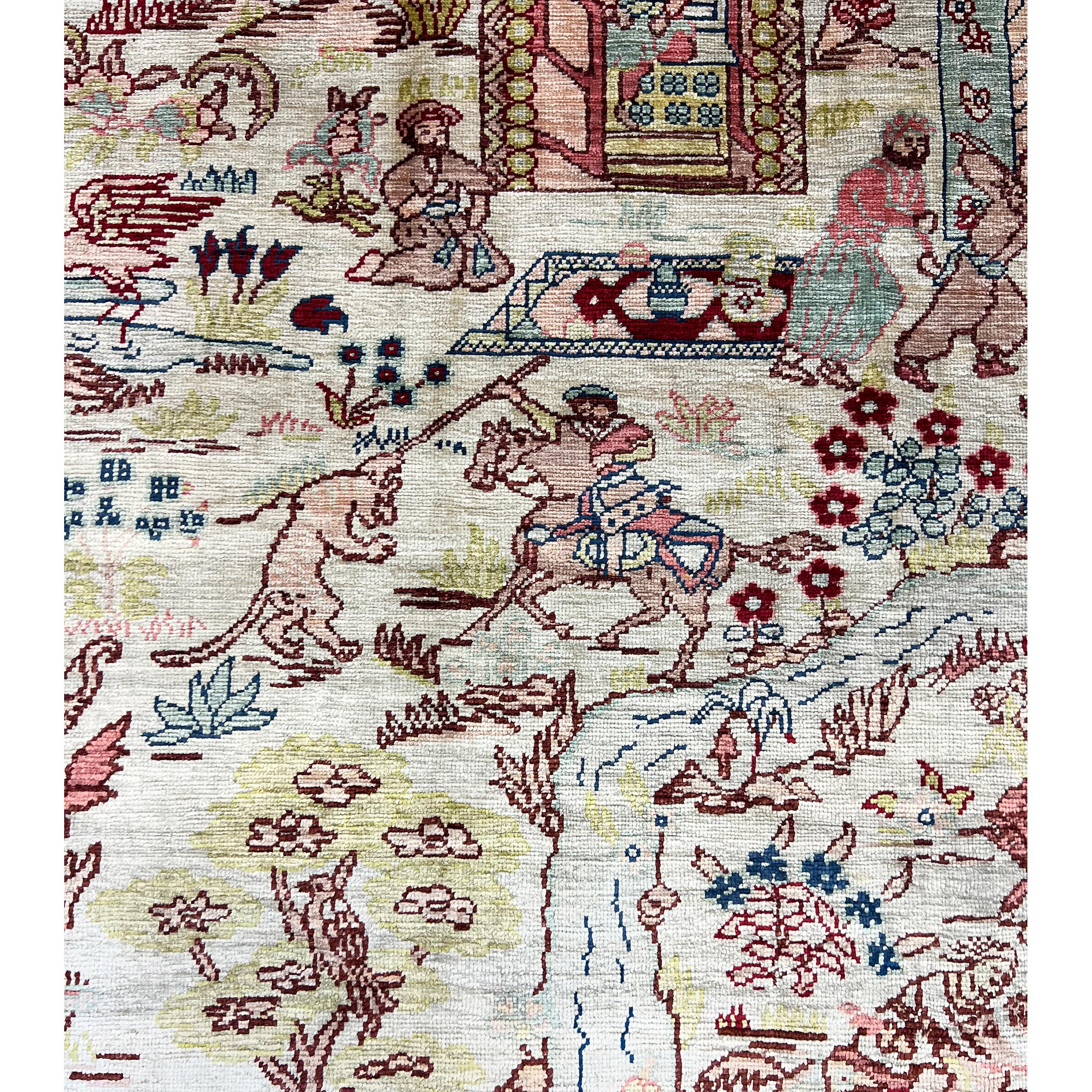 handmade Silk Hereke Rug, Turkey, 20th Century For Sale 4