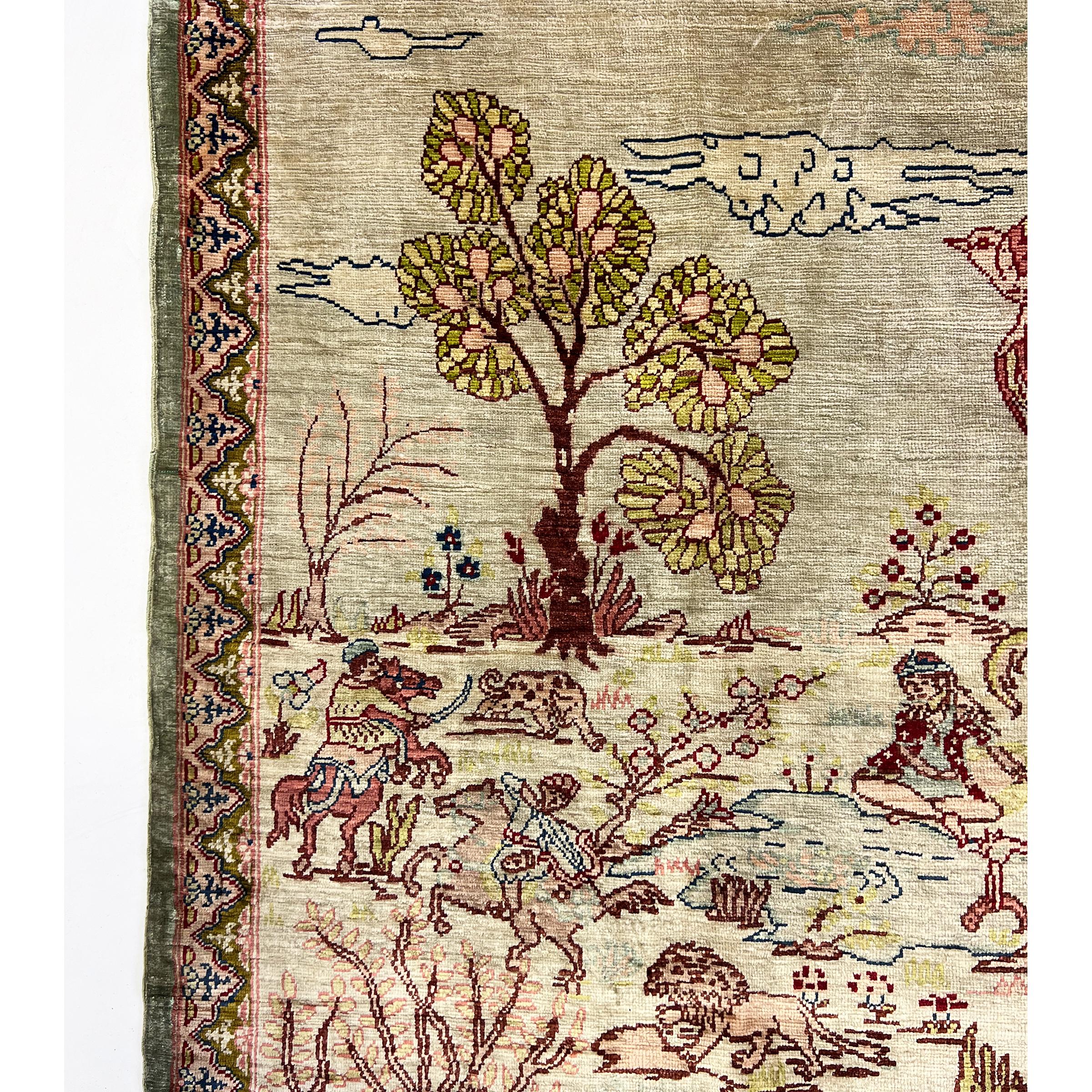 handmade Silk Hereke Rug, Turkey, 20th Century For Sale 5