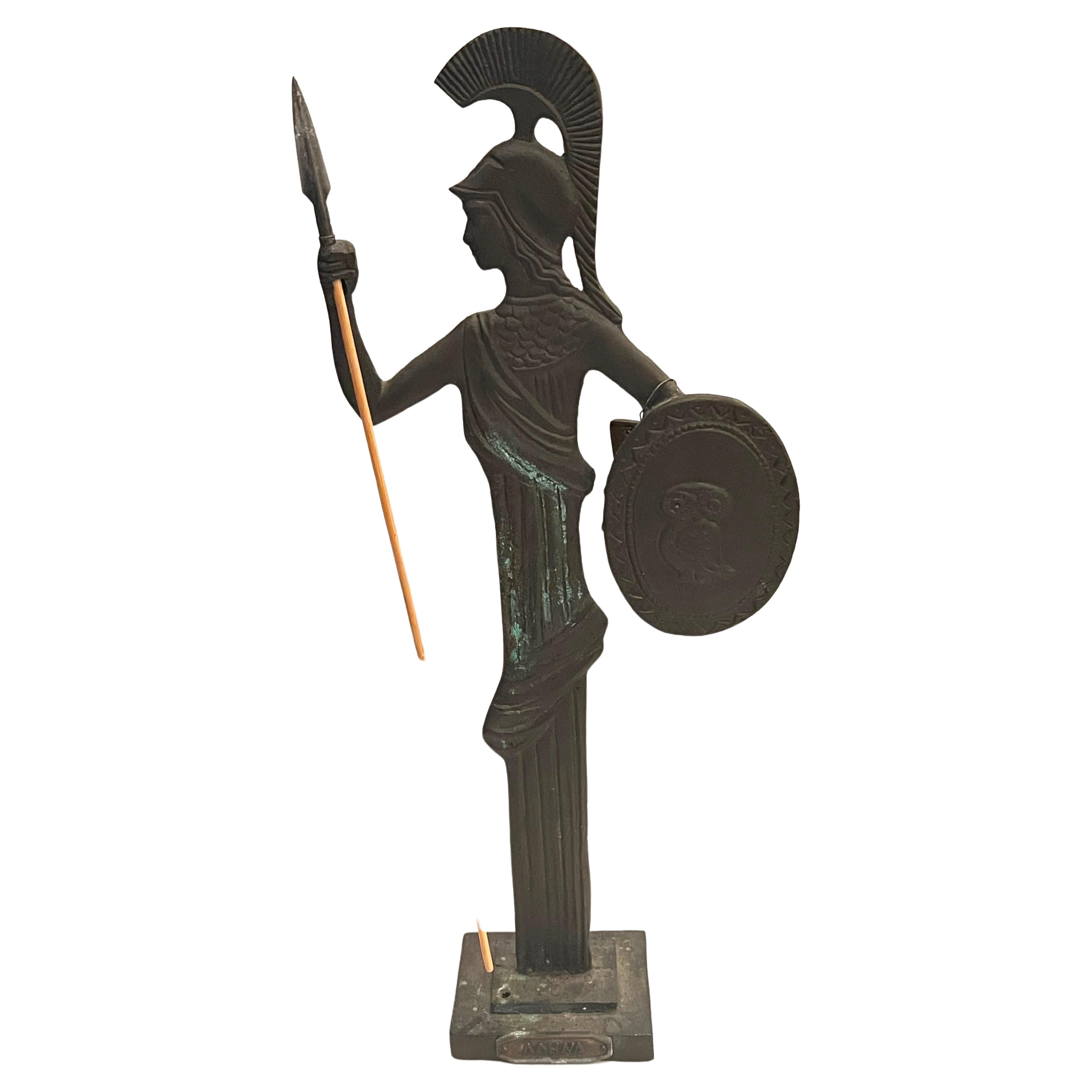 Hand Made Solid Bronze Greek Sculpture by Aohna Spartan Warrior For Sale