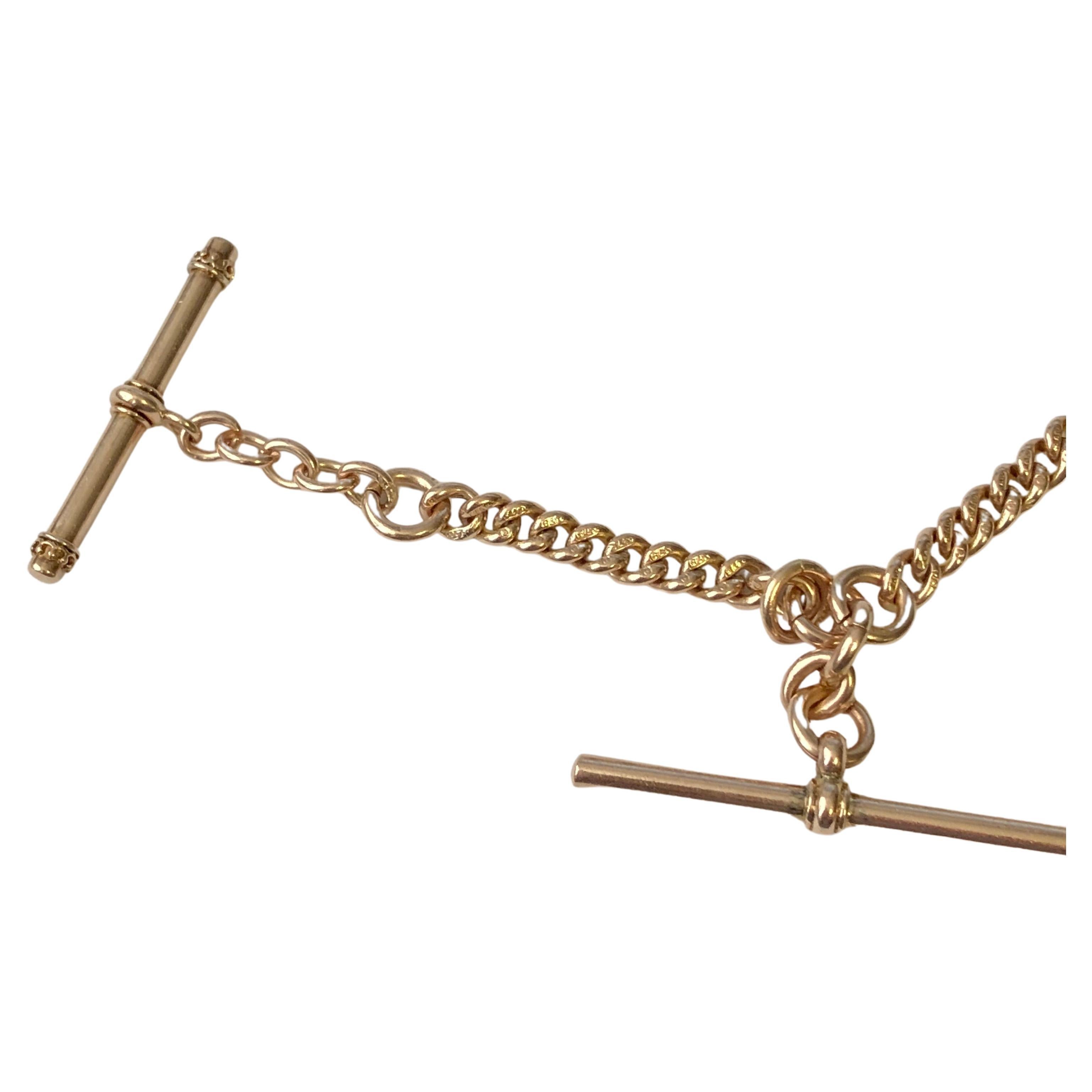 Handgefertigte massive Roségold Vintage Fob Kette (Viktorianisch)