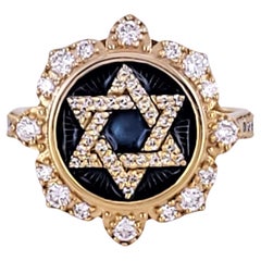 Anillo Hand Made Estrella de David con diamantes