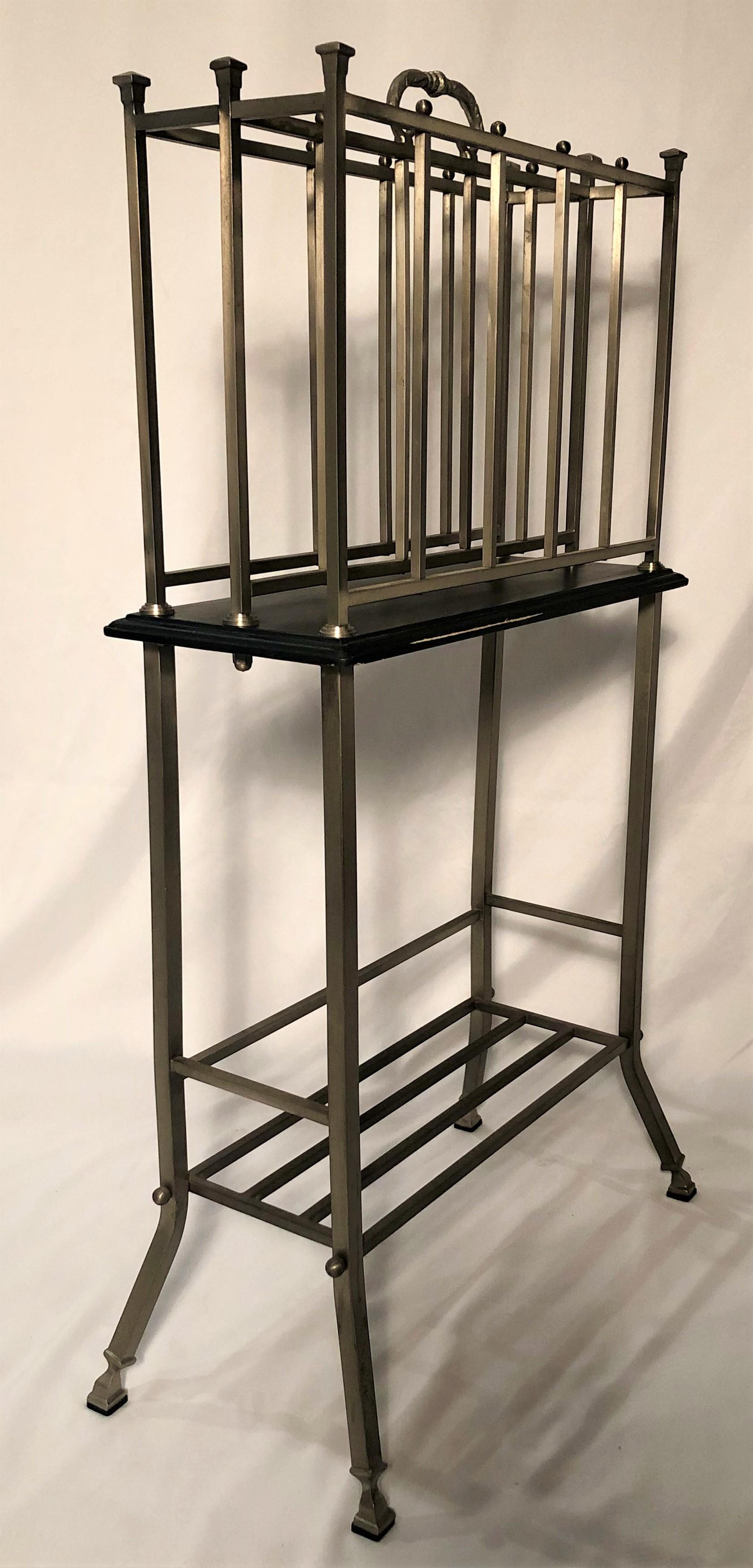 Hand-made steel standing magazine rack.