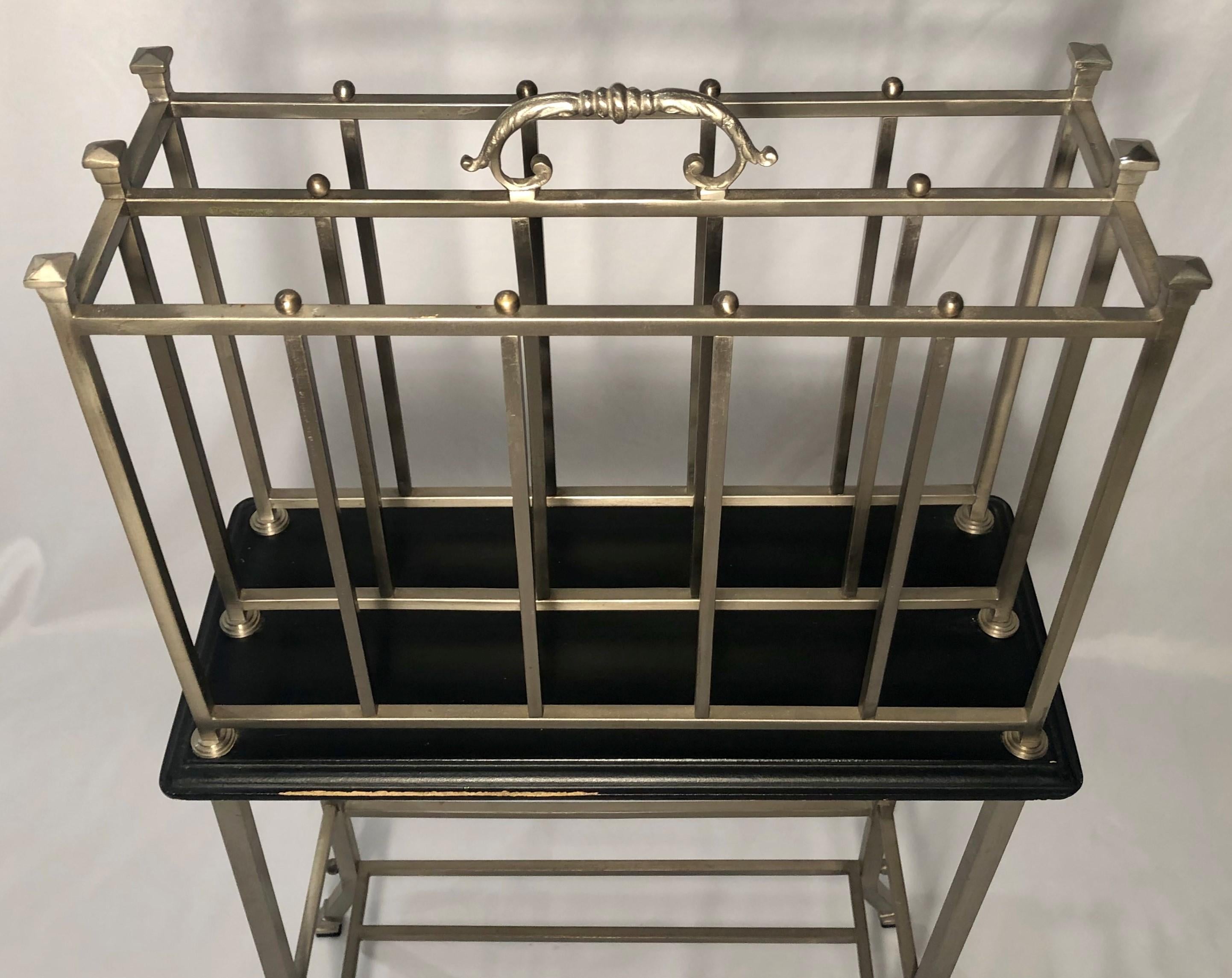 Hand-Made Steel Standing Magazine Rack In Good Condition For Sale In New Orleans, LA