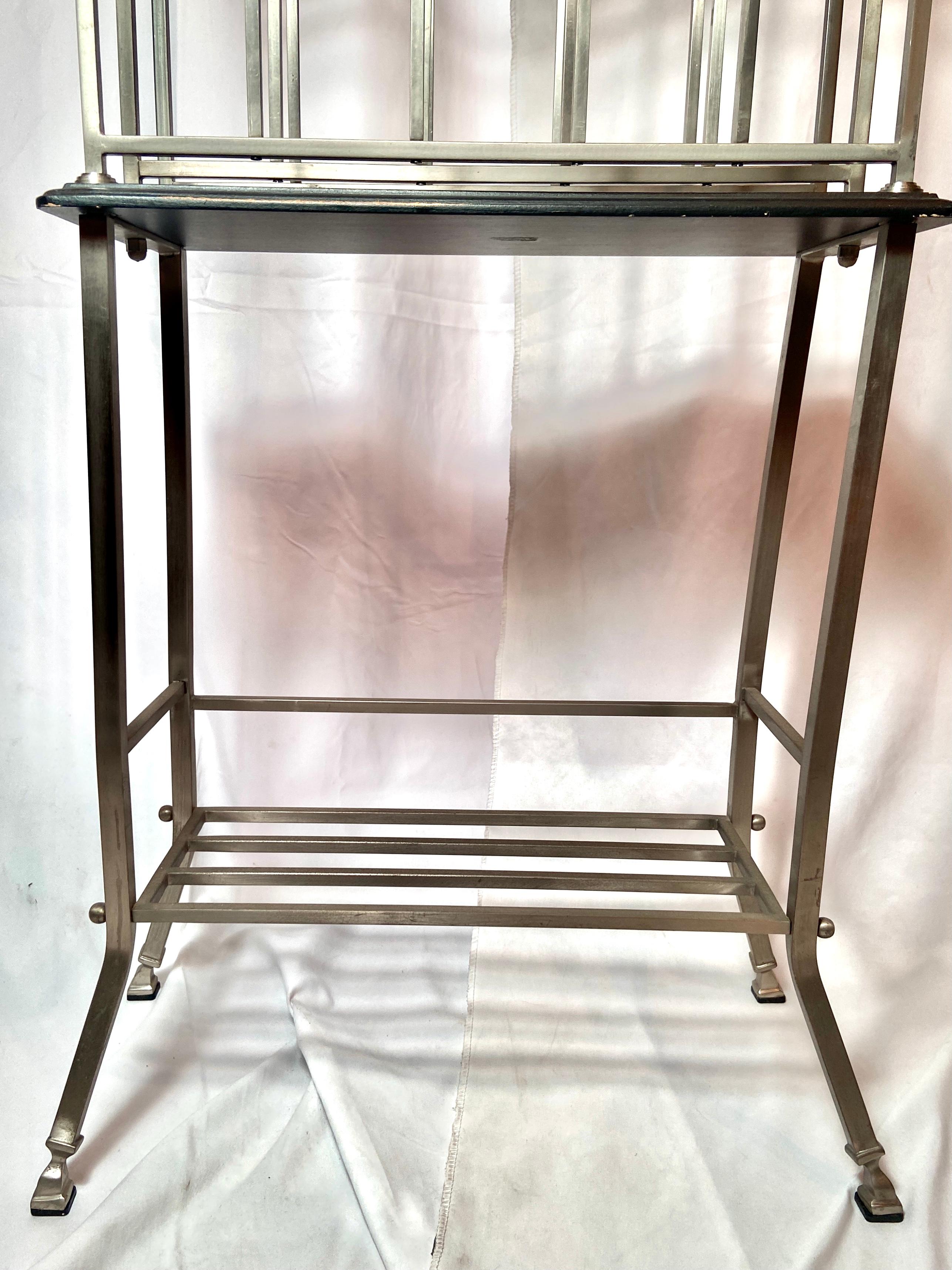 20th Century Hand-Made Steel Standing Magazine Rack For Sale