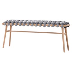 Hand Made Sterling Gray Velvet Woven Bench 47" Length by Knots Studio