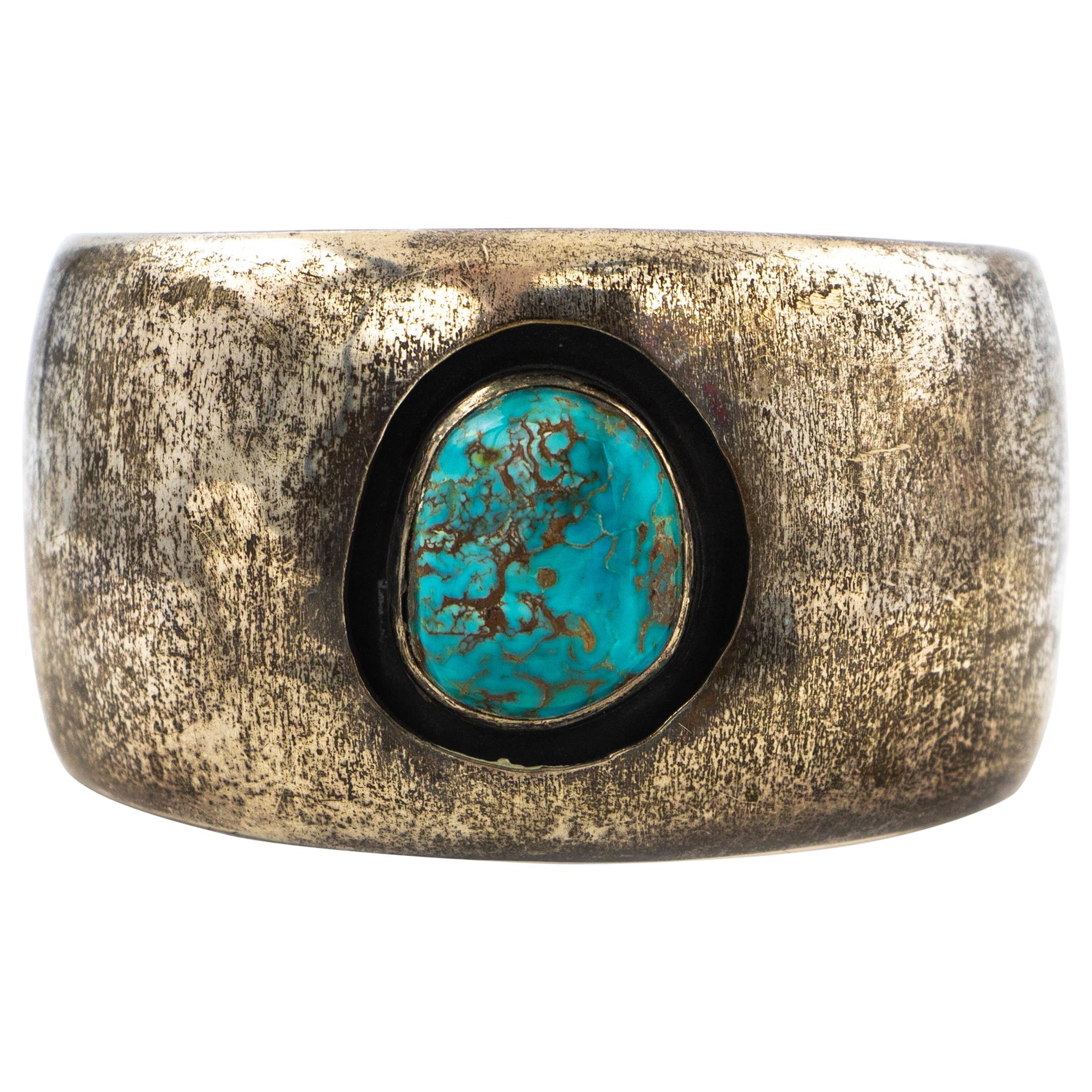 Hand Made Sterling Silver and Turquoise Cuff Bracelet