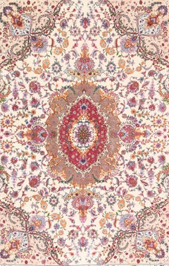 Extremely Fine Persian Tabriz 70 Raj. Wool and Silk with a Silk foundation Rug