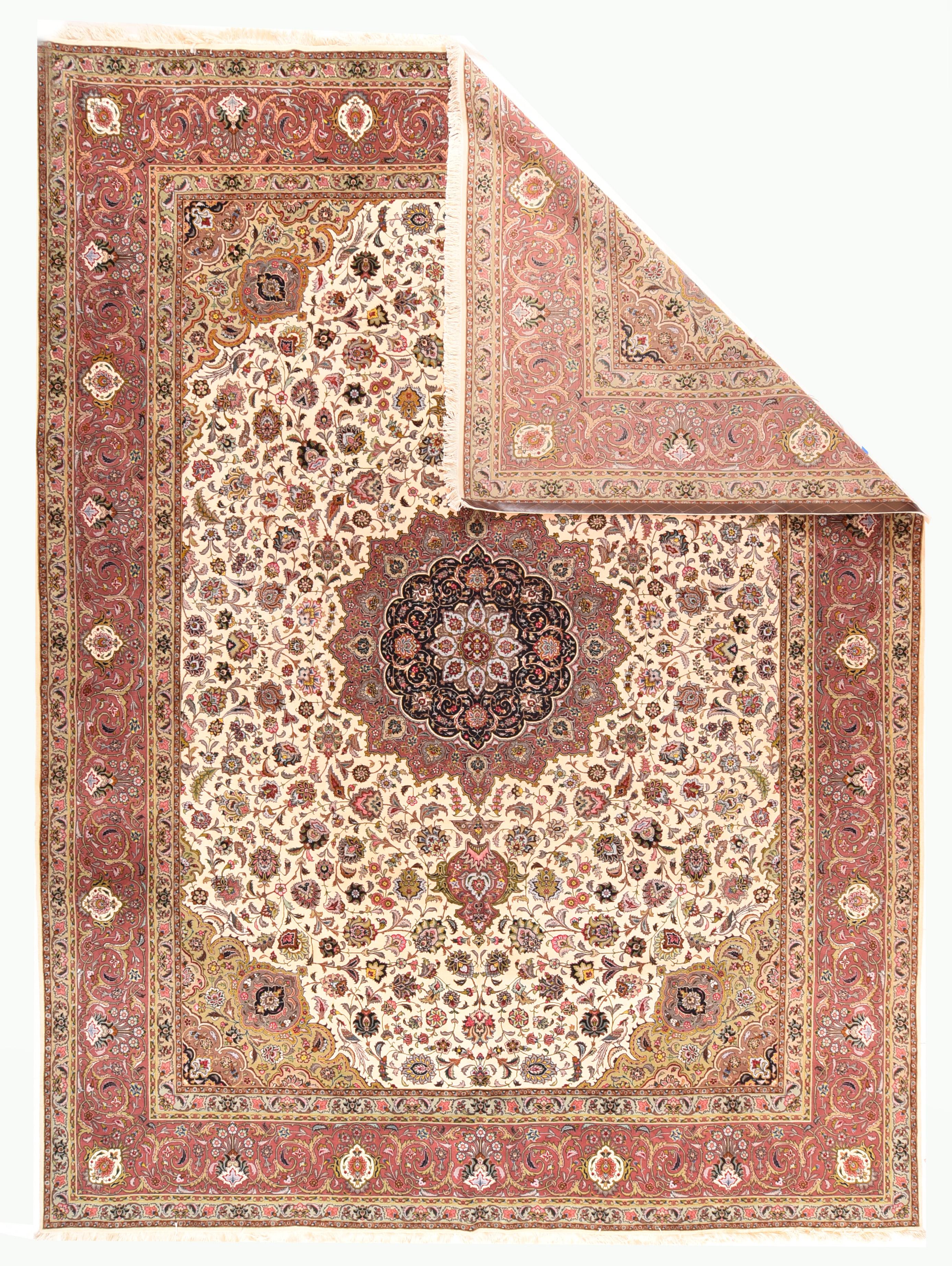 Hand-Knotted Fine Persian Tabriz Area Rug For Sale