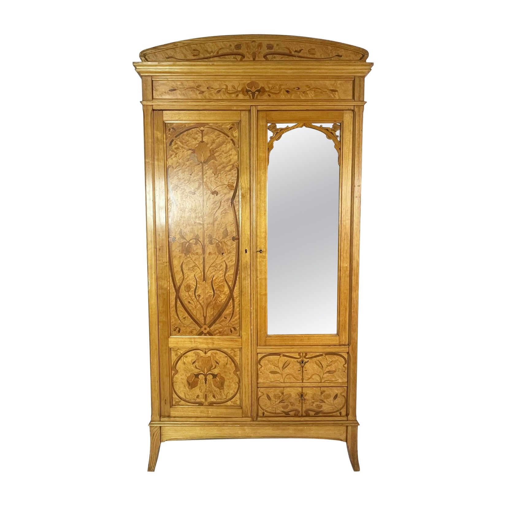 Hand-Made Tall Armoire Made in France, Early 1900s