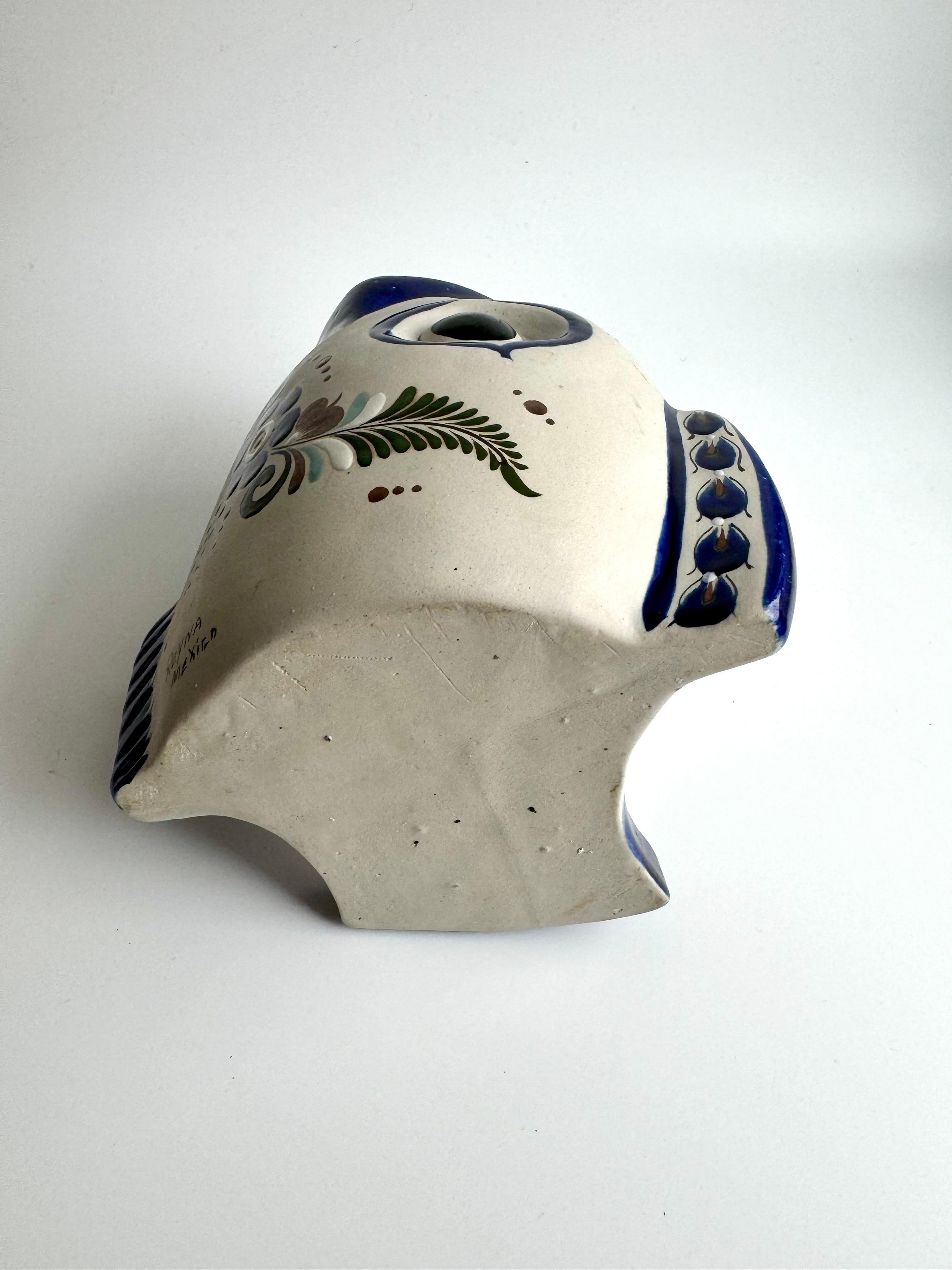 Hand-made Tonala Pottery Folk Art Fish Vase Made in Mexico  For Sale 2