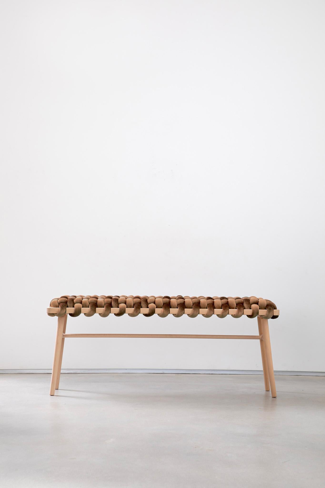 Israeli Hand Made Truffle Velvet Woven Bench 47