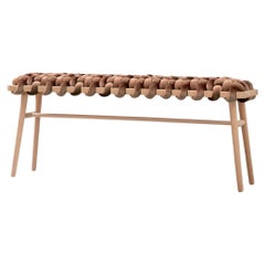 Hand Made Truffle Velvet Woven Bench 47" Length by Knots Studio