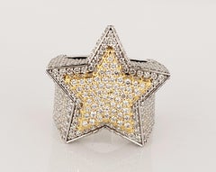 Hand Made Two Tone Ring in 14K White Gold with Diamonds  Size 9.25