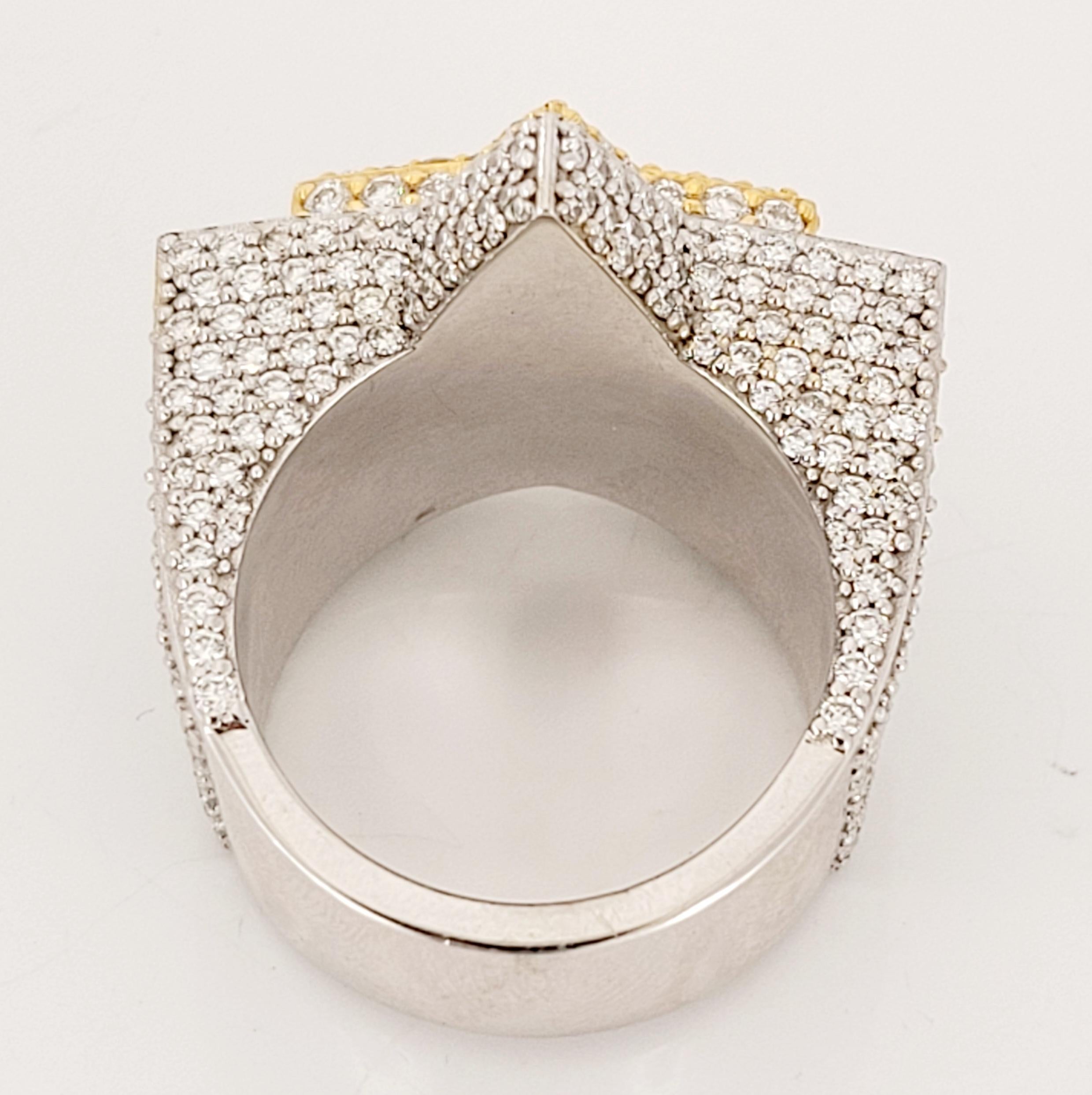 Hand Made zweifarbiger Ring aus 14K Weißgold mit Diamanten  Größe 9.25 im Angebot 1