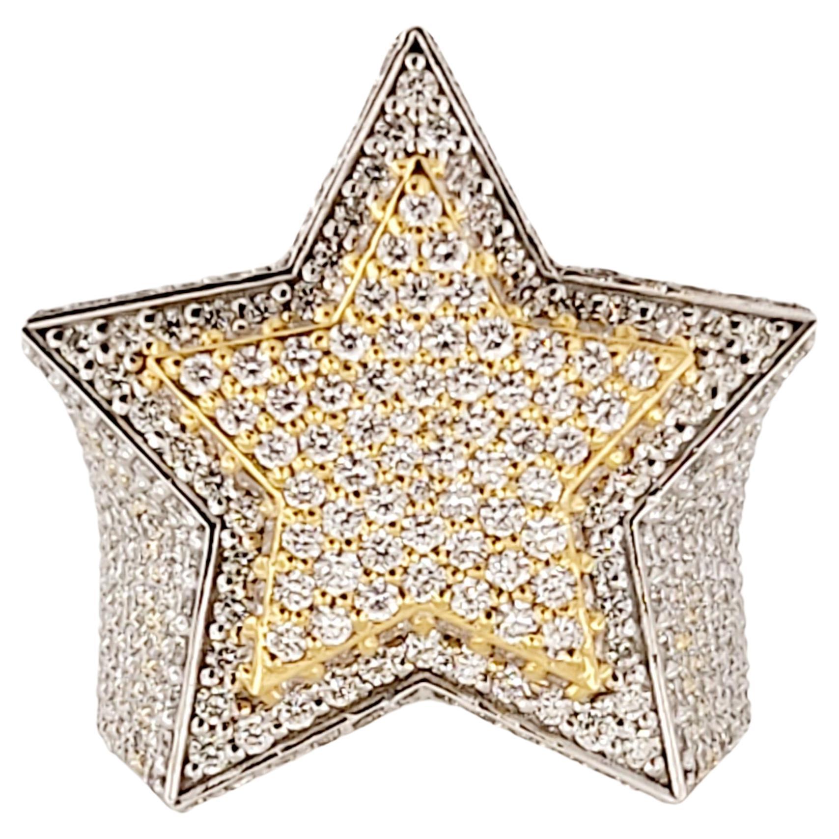 Hand Made zweifarbiger Ring aus 14K Weißgold mit Diamanten  Größe 9.25 im Angebot