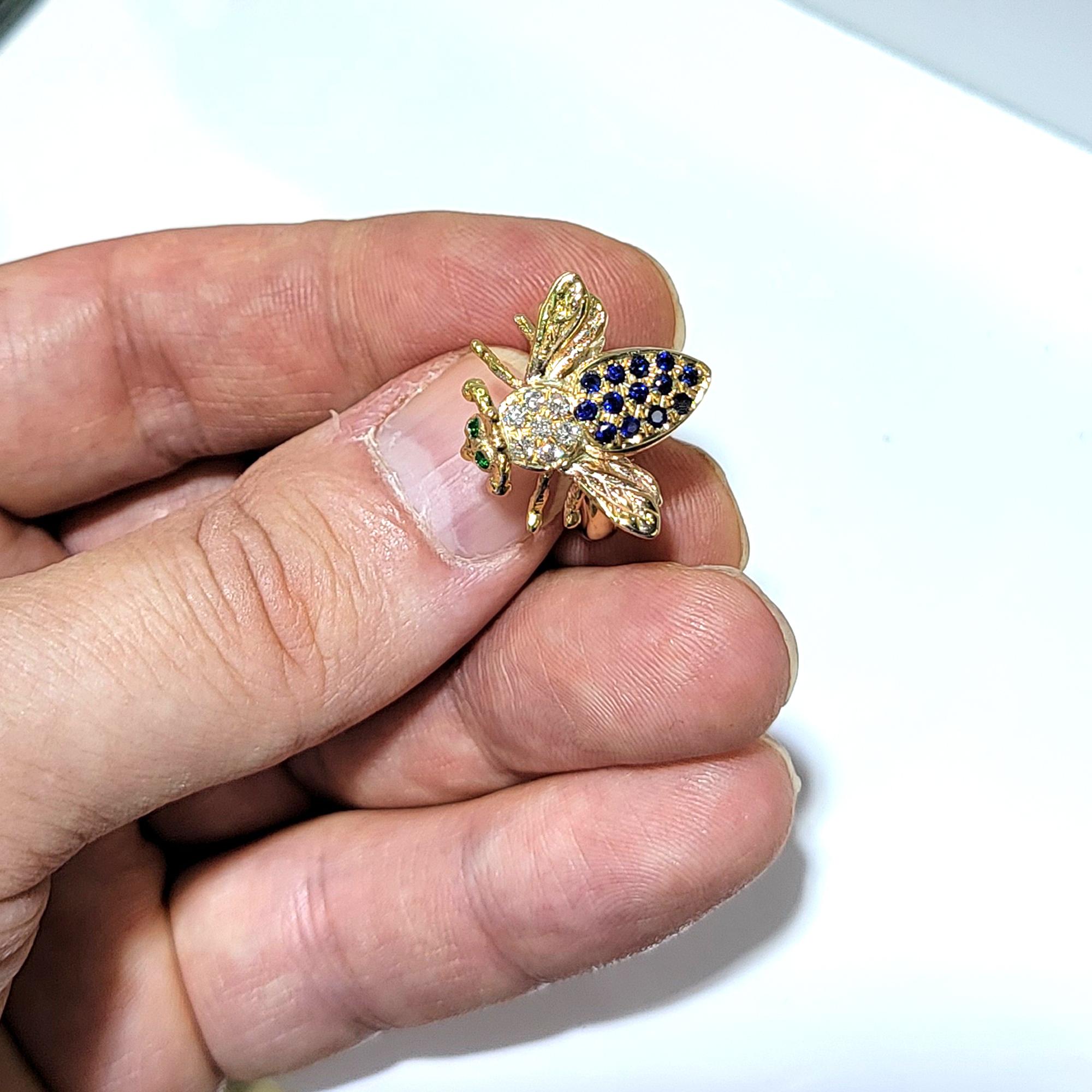 Hand Made Vintage Bee Ring 14 Karat Yellow Gold Animal Jewelry circa 1940 For Sale 1