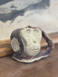 Hand made Vintage Ceramic Signed Monkey Sculpture