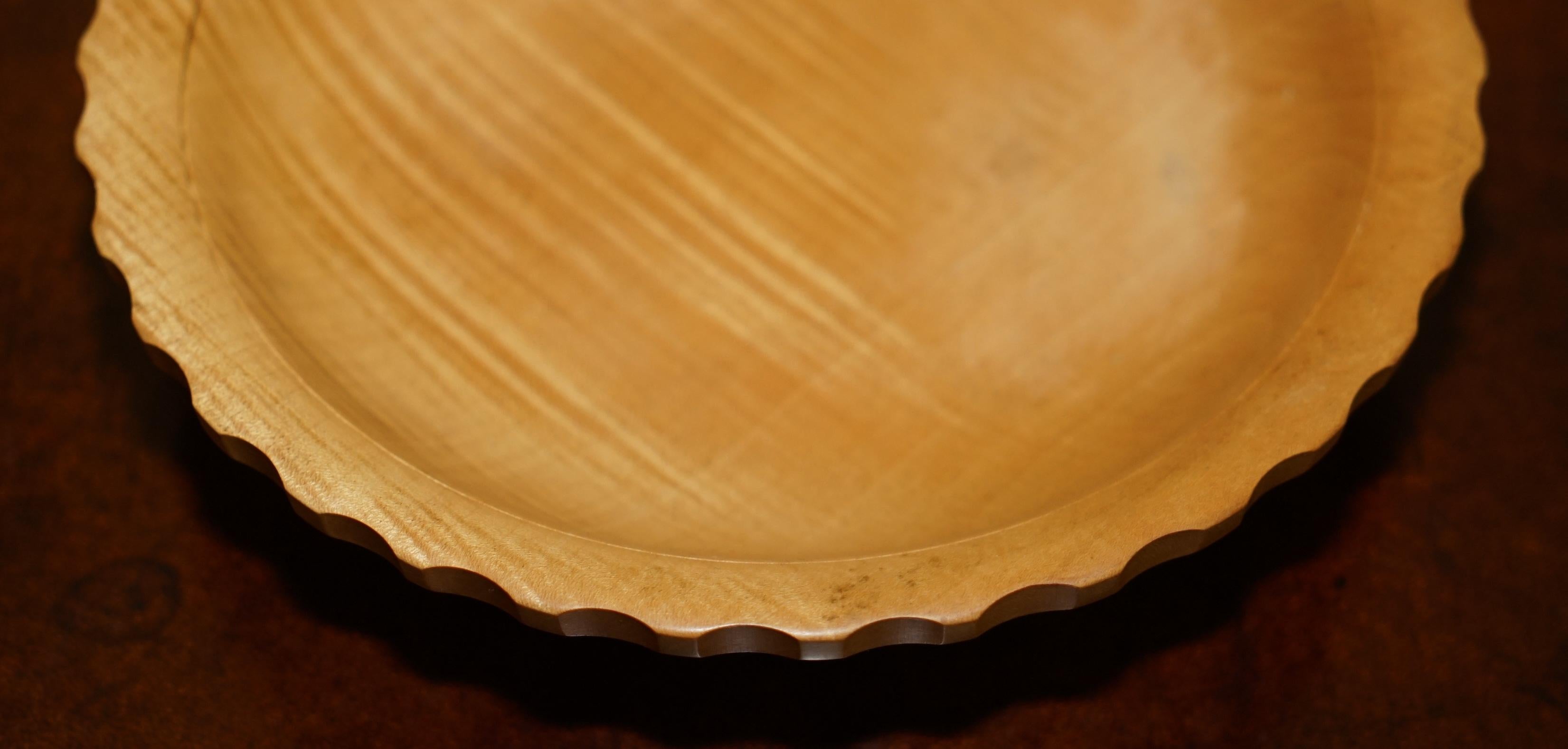 Sycamore HAND MADE ViNTAGE RIPPLE SYCAMORE FRUIT BOWL SIGNED TO THE BASE BOB FRENCH For Sale