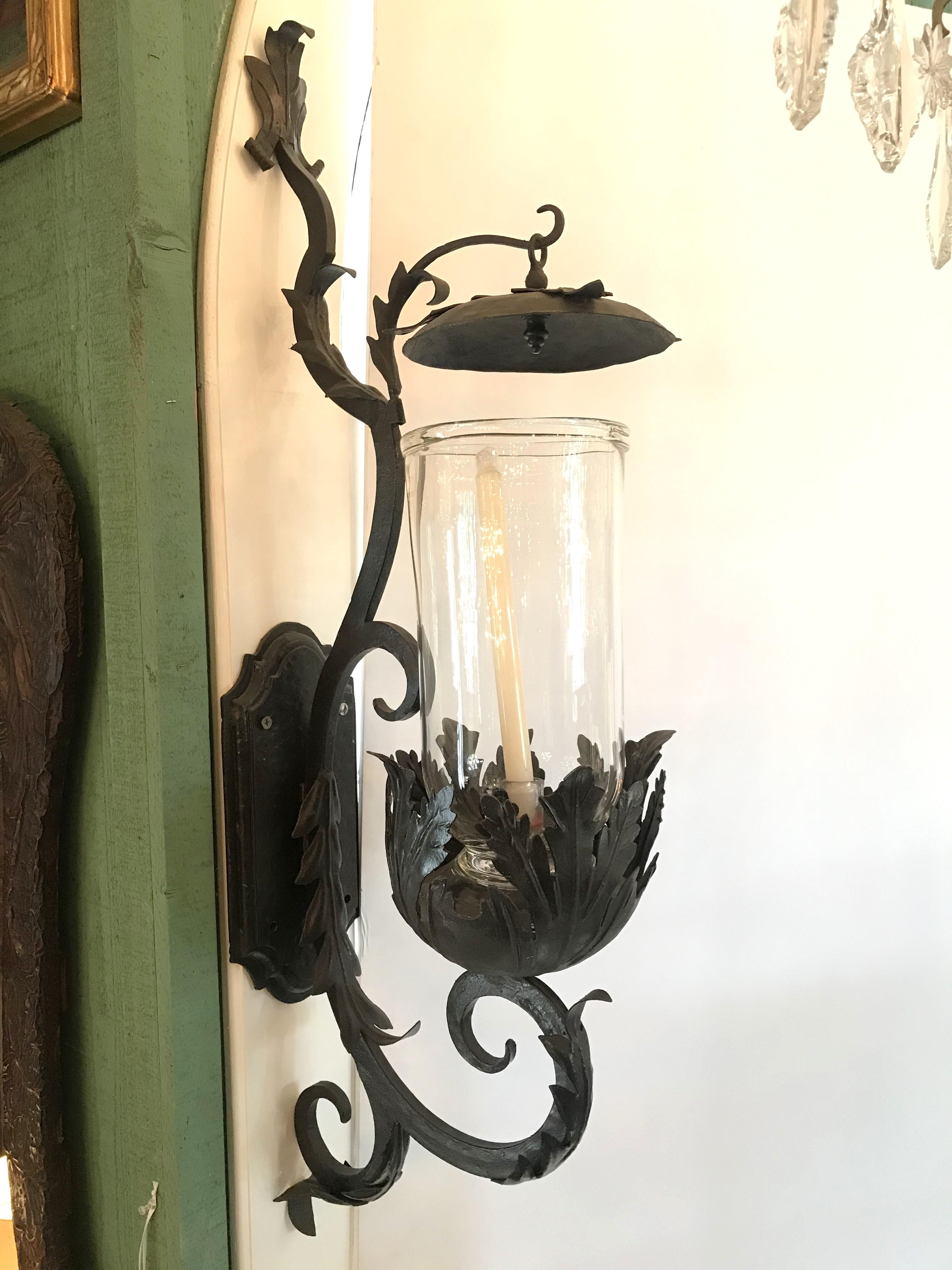 Hand Made Lanterne de jardin applique Porte-bougies Crystal Hurricane Light en vente 10