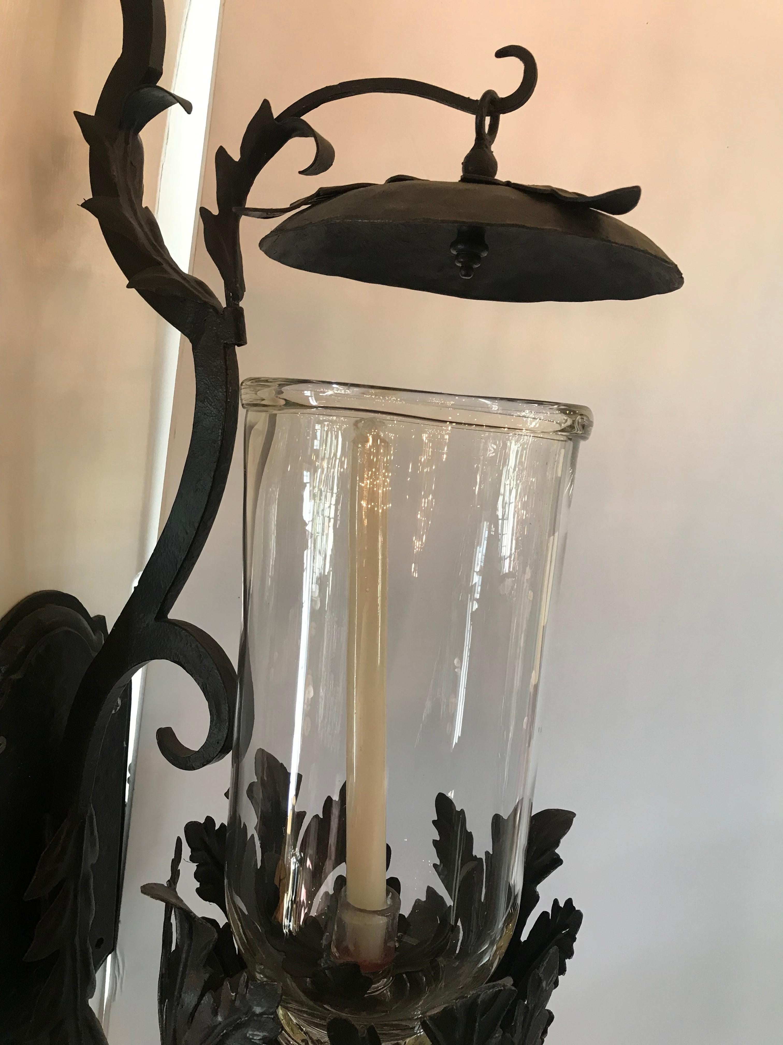 Hand Made Lanterne de jardin applique Porte-bougies Crystal Hurricane Light en vente 11