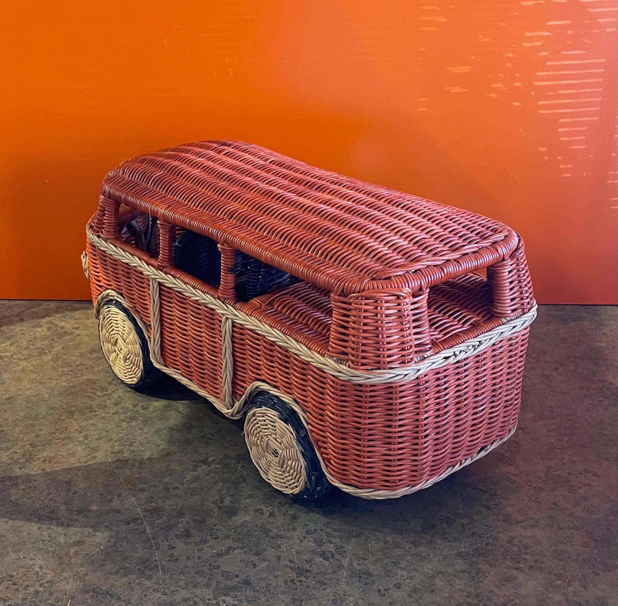 Hand-Crafted Hand-Made Wicker Volkswagen Van / Camper Sculpture For Sale