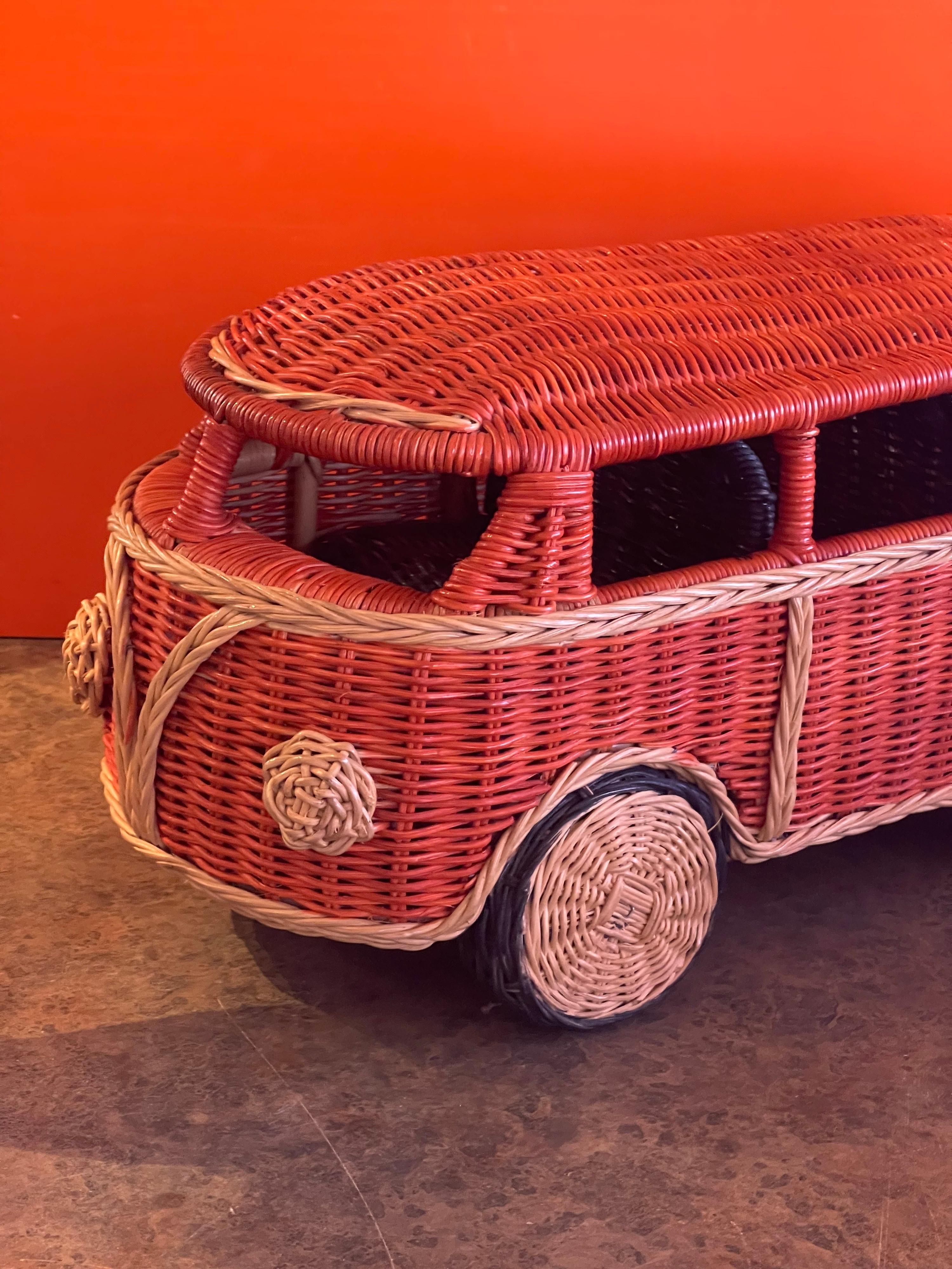 20th Century Hand-Made Wicker Volkswagen Van / Camper Sculpture For Sale