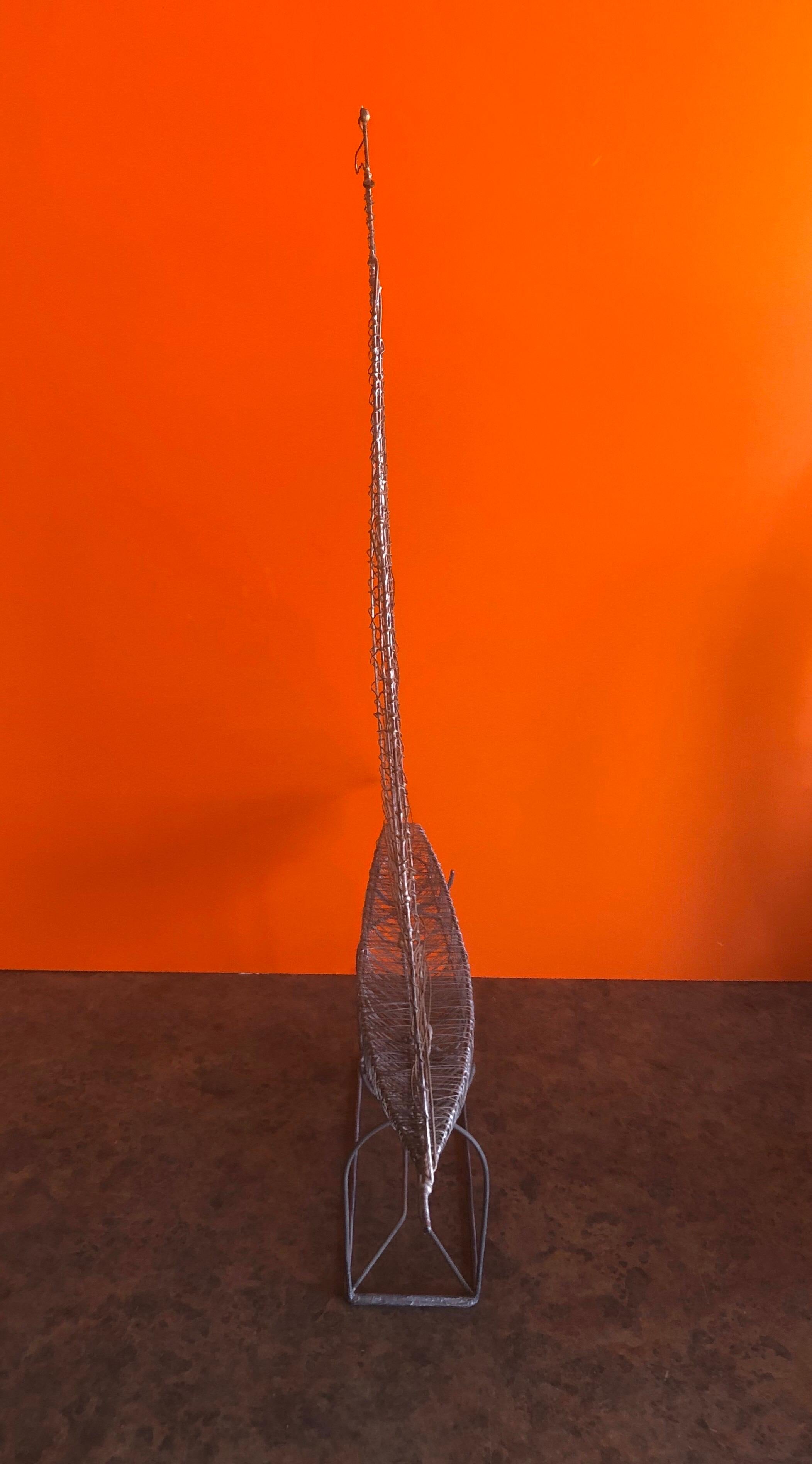 Handmade Wire Sailboat Sculpture with Stand 1
