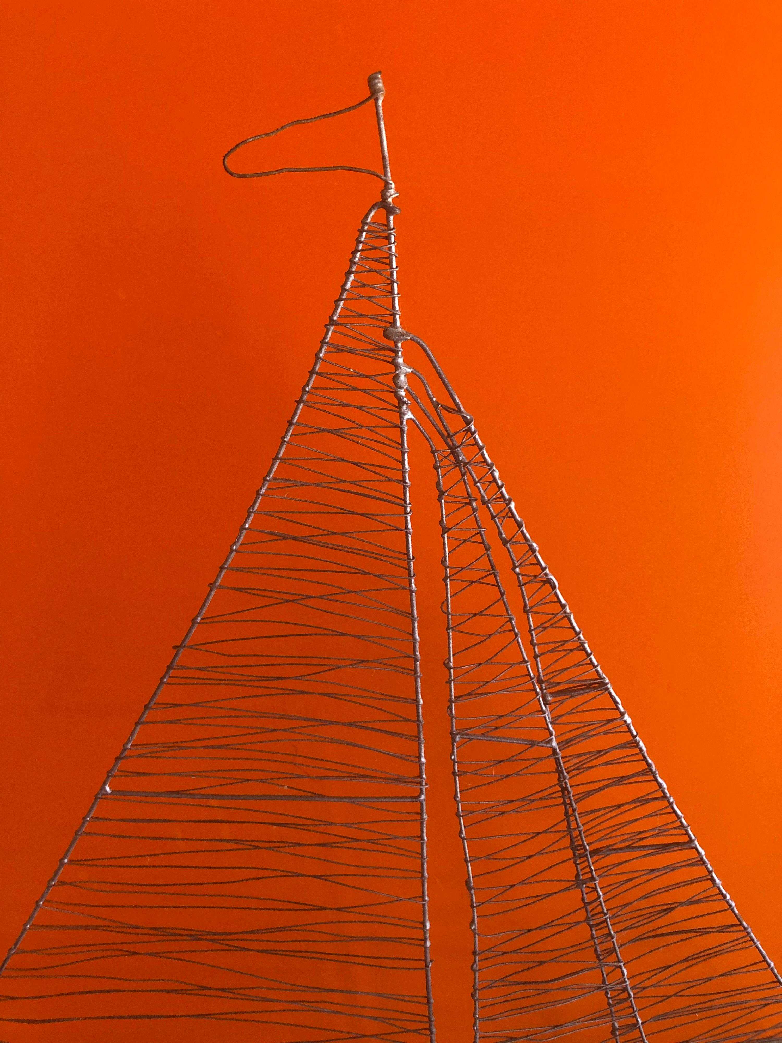 Handmade Wire Sailboat Sculpture with Stand 2