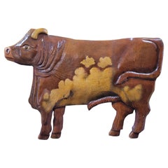 Escultura de pared de madera Hand Made Toro de granja lechera