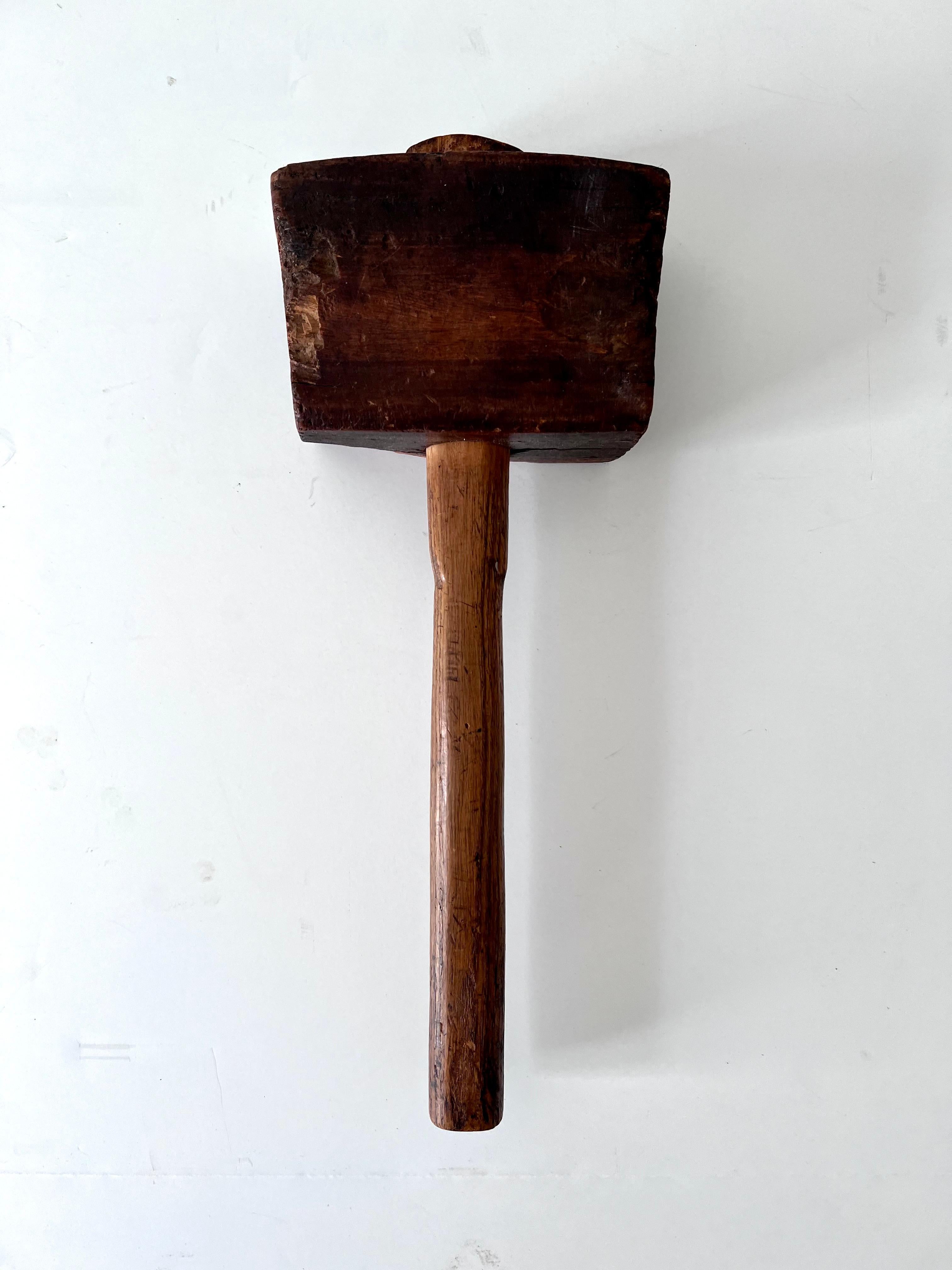 Unique in shape with a square head, a hand carved and crafted mallet works wonderfully well for those house hold chores, from tapping in a dowel, to working chicken for the perfect chicken Paillard. Also a great decorative piece or paperweight at