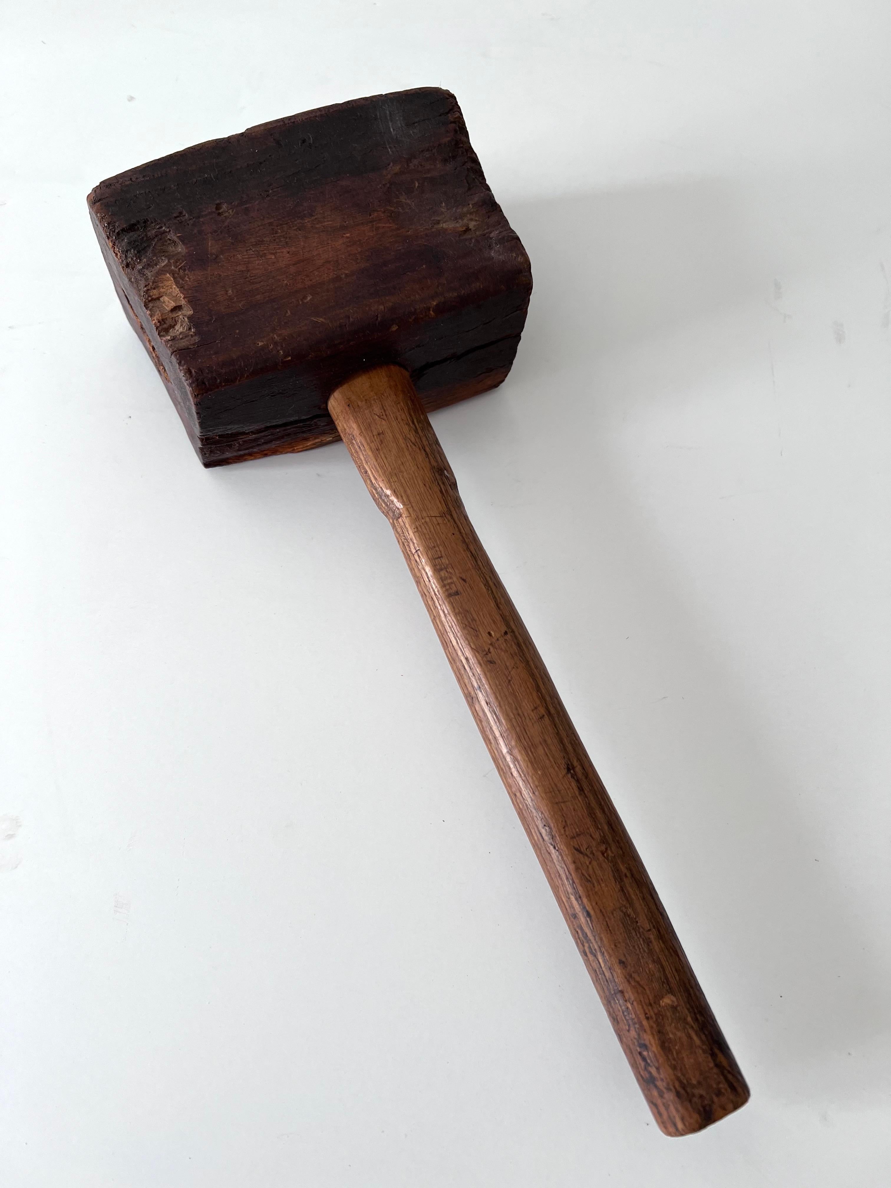 Hand-Crafted Hand Made Wooden Mallet For Sale