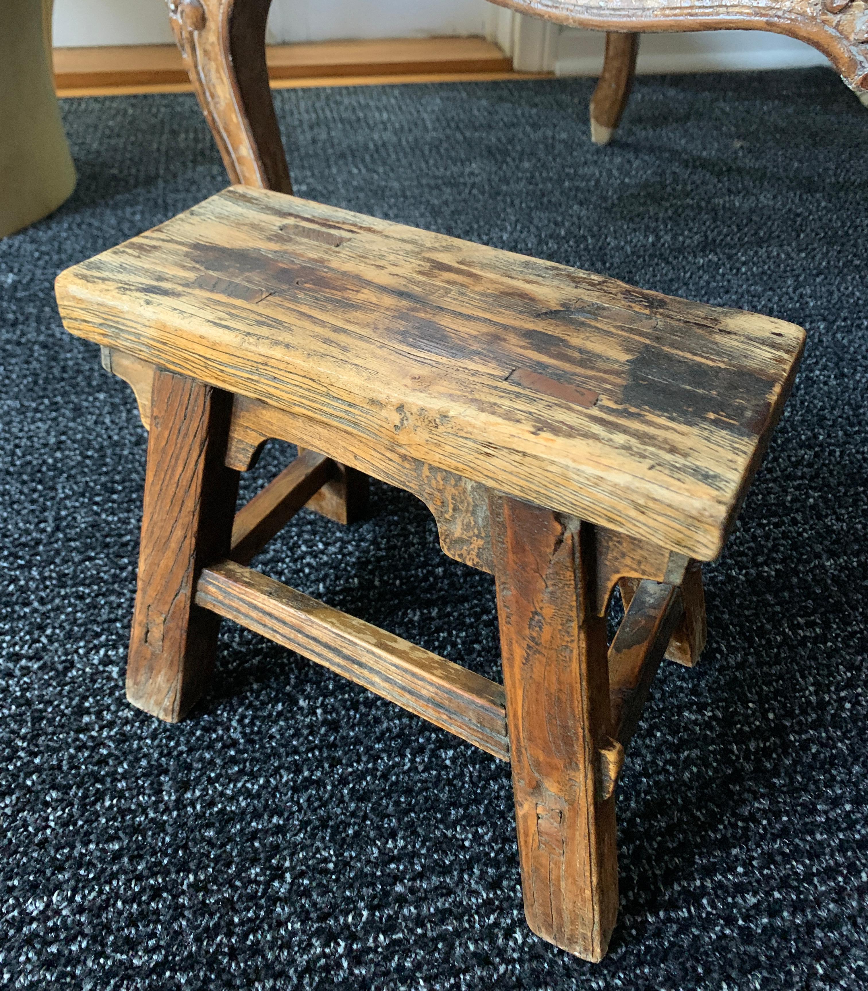 rustic wood step stool