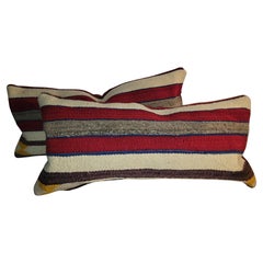 Hand Made Wool Striped Pair of Pillows