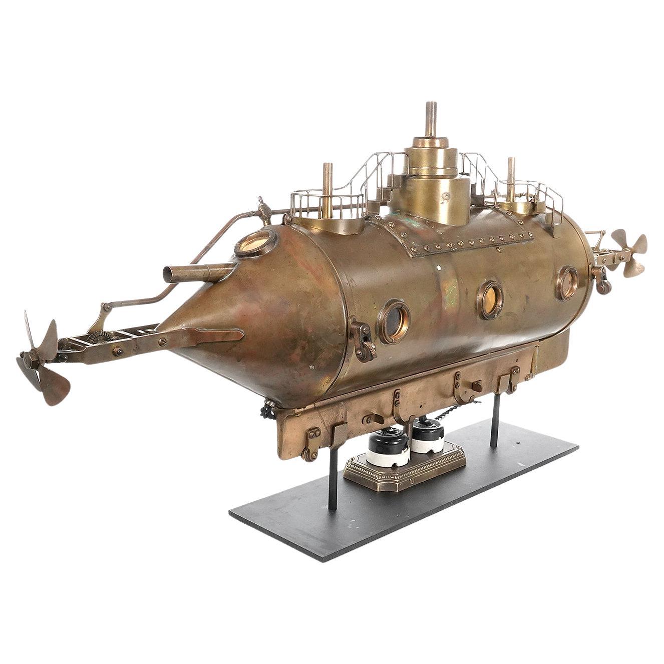 Hand-Made Working 100 Year Old Victorian Style Submarine Model