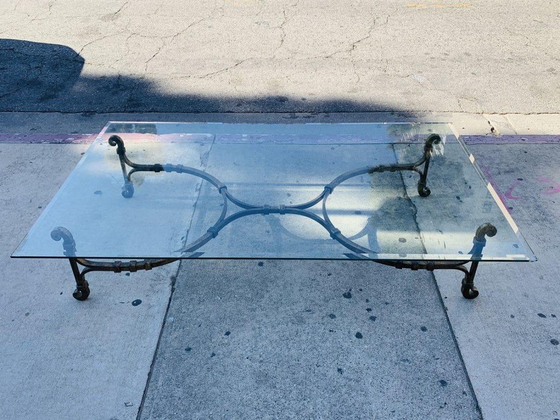 Mid-Century Modern Handmade Wrought Iron and Gold Gilt Coffee Table