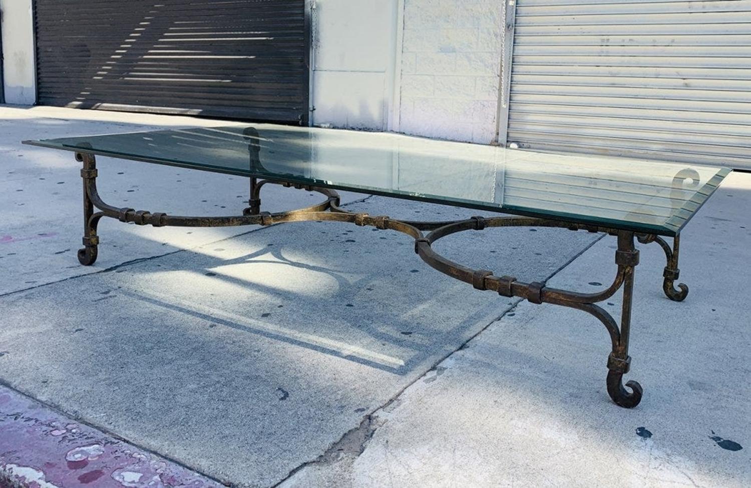 Handmade Wrought Iron and Gold Gilt Coffee Table In Good Condition In Los Angeles, CA
