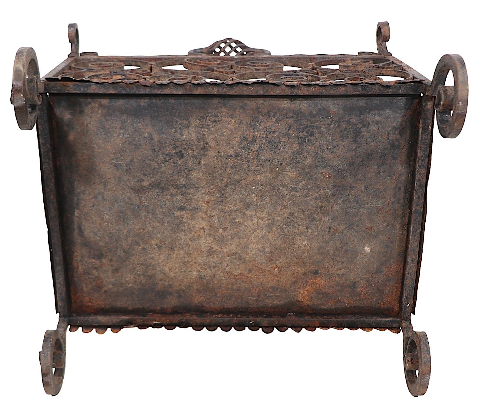 Hand Made  Wrought Iron Log Holder For Sale 5