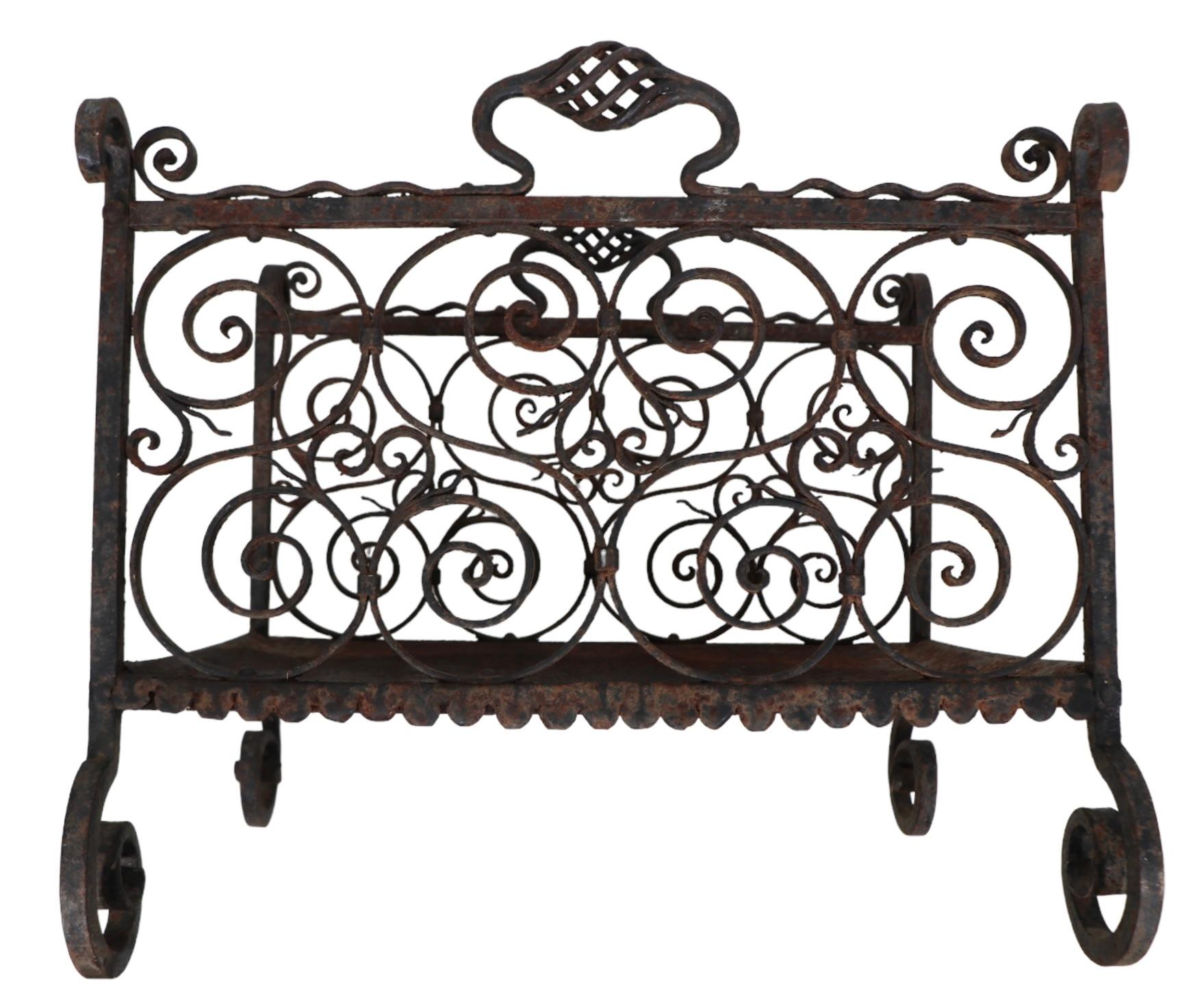 Hand Made  Wrought Iron Log Holder For Sale 6