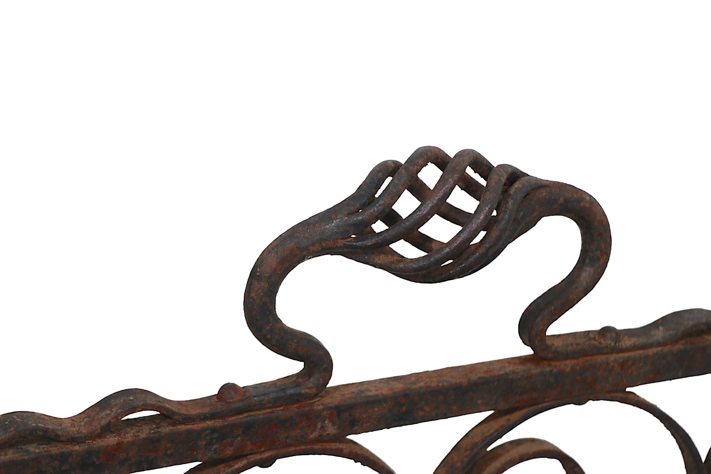 Hand Made  Wrought Iron Log Holder In Good Condition For Sale In New York, NY