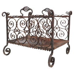 Antique Hand Made  Wrought Iron Log Holder