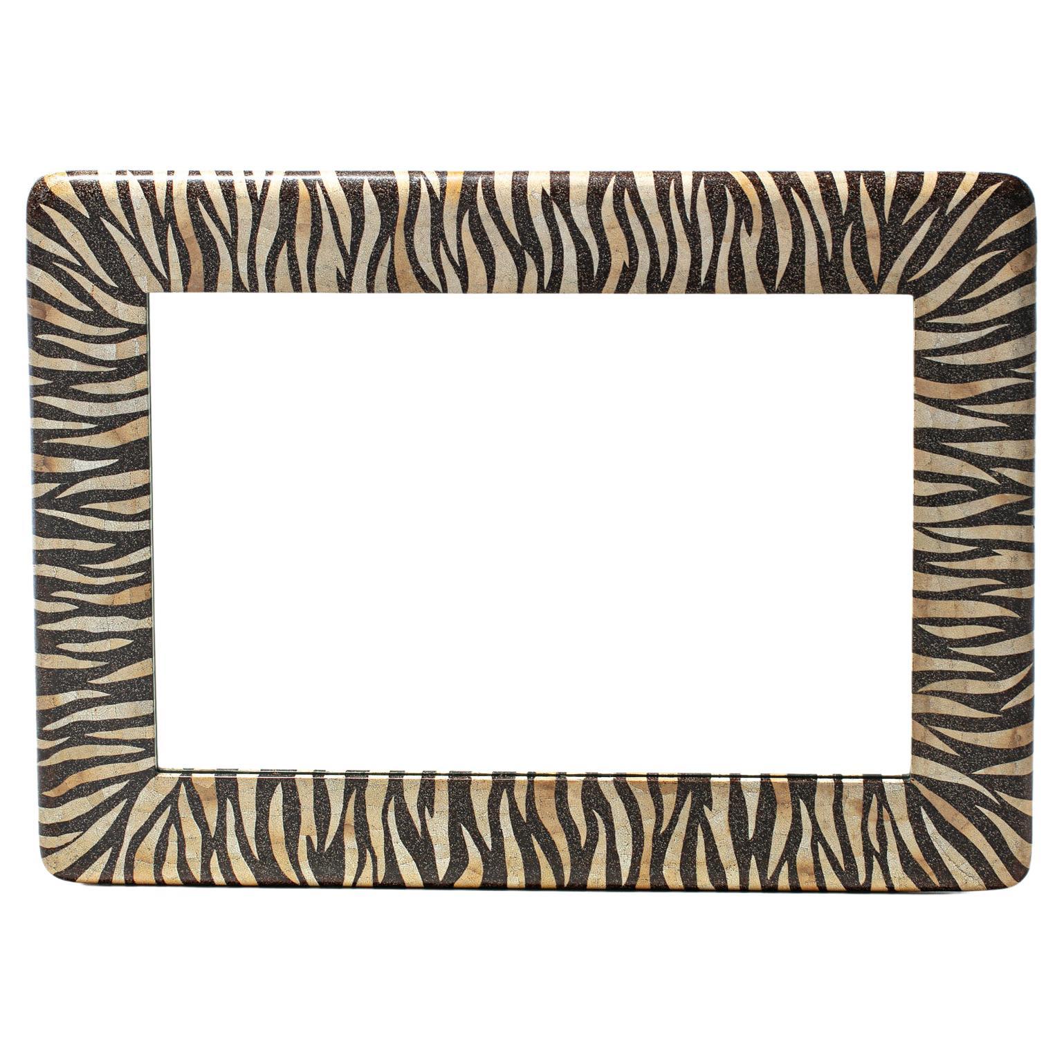 Organic Modern Hand Made Zebra Pattern Mirror Made of Eggshells by Maitland Smith For Sale