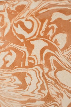 Hand Marbled Eggtimer Planter in White Chamota and Terracotta Clays.