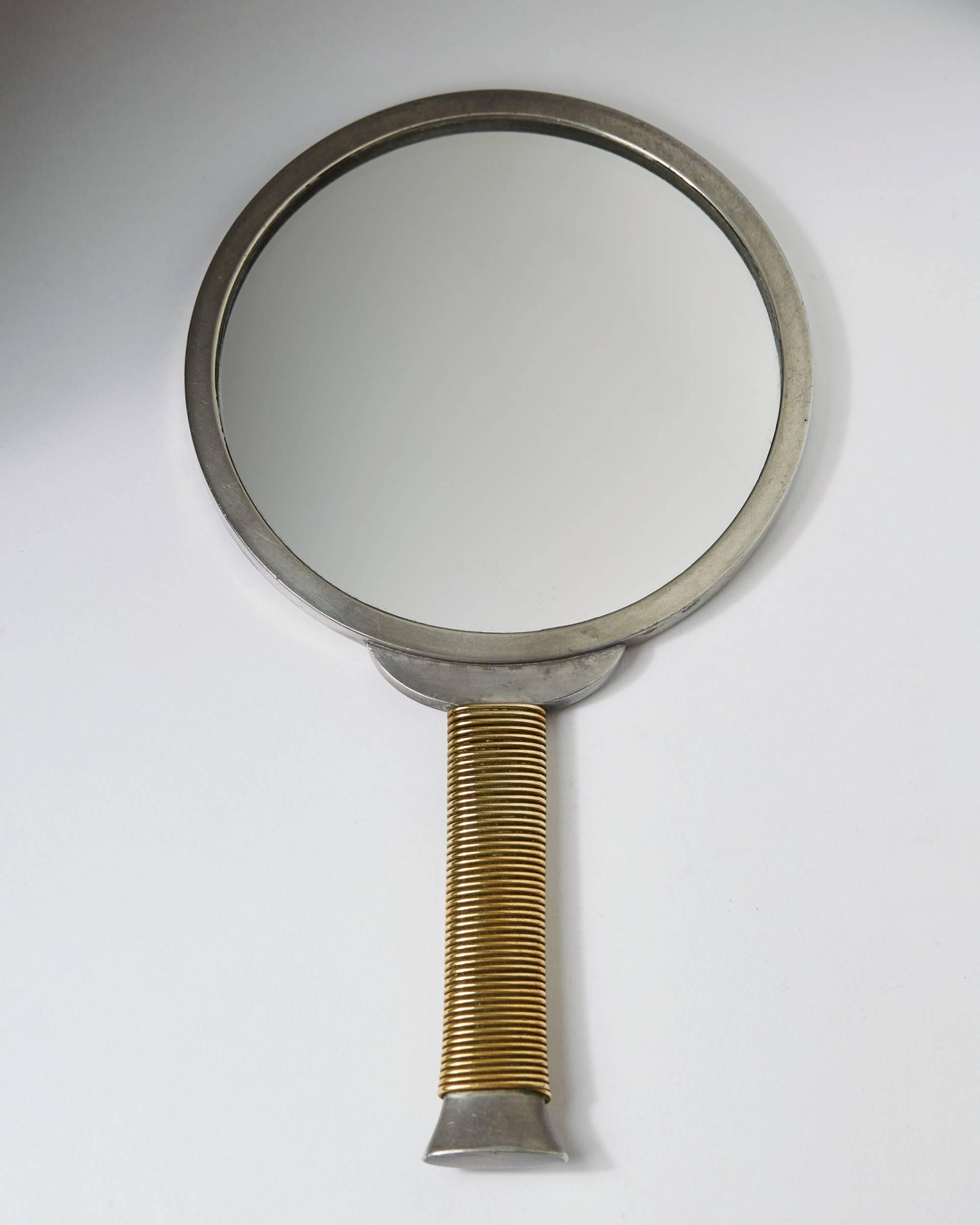 Scandinavian Modern Hand Mirror Designed by Estrid Ericson for Svenskt Tenn, Sweden, 1930s