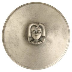 Hand mirror in Pewter, 1940's