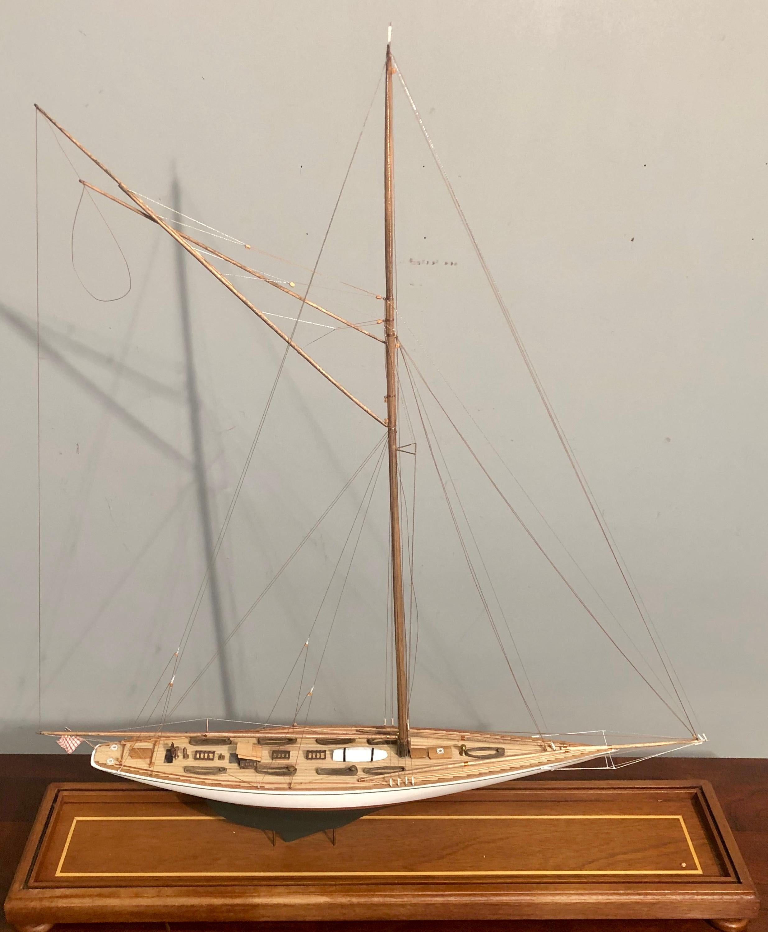 Hand Modeled Clipper Ship in a Glass and Bronze Case In Good Condition In Stamford, CT