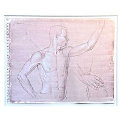 "Hand on Hip", Brilliant Drawing of Nude Male Figures, Pencil & Watercolor, 1961
